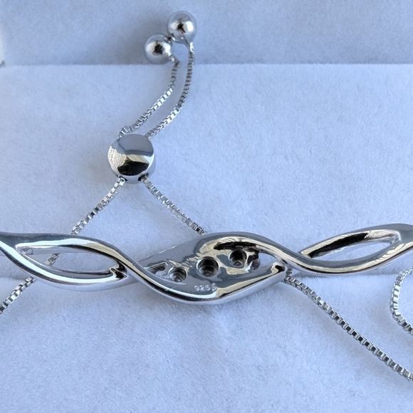 Silver and diamond bolo bracelet - Picture 2 of 6